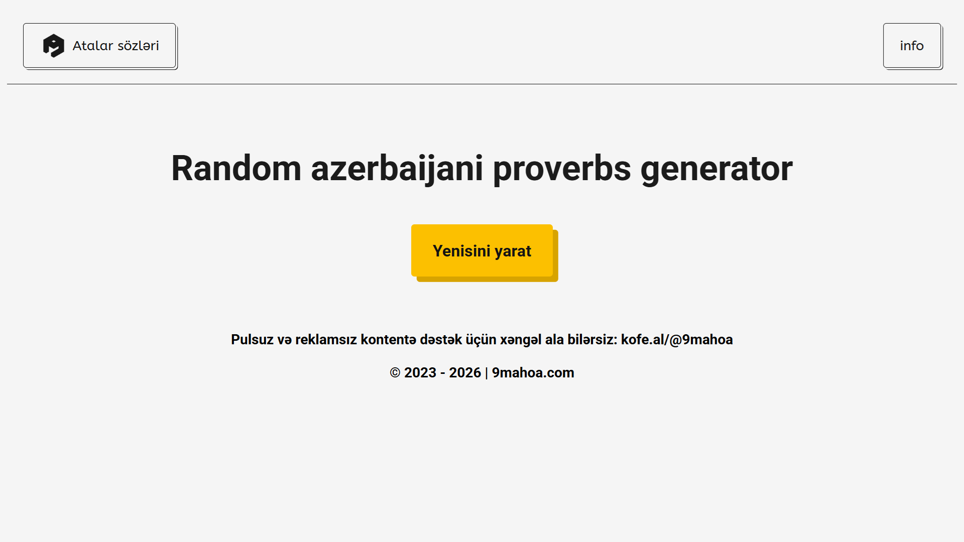 Screenshot of Random Azerbaijani Proverbs Generator