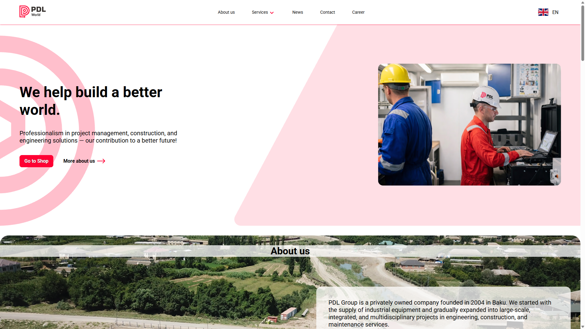 Screenshot of Website for PDL World